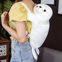 Plushie Doll Seal Plush Schoolbag Shoulder Bag Knapsack Bags Stuffed Backpack Cartoon Cute White Sea Lion Plush Bag Girls Gift 50cm white