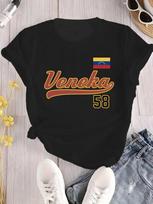 Venesuelos vėliavos spaudinio unisex marškinėliai, laisvalaikio, apvalios apykaklės, trumpomis rankovėmis, viršutiniai marškinėliai, patogus, lengvas prigludimas, marškinėliai, unisex drabužiai S white