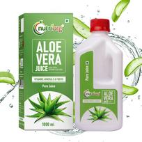 Nutriorg Organic Aloe Vera Juice with Pulp 1Ltr | Cold-Pressed Pure Aloe Vera | Supports Hair, Skin, Detox, Weight Loss & Immunity | No Added Su white