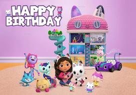 Cartoon Gabby Dollhouse Children Birthday Party Supplies Decoration Background Girl Baby Shower Pink Toy Photo Shoot Banner Prop 47.2x31.5inch/120*80cm white