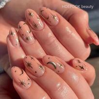 24Pcs Pink Gradient Almond Press On Nails Simple Fashion Removable Fake Nail Tips Natural Artificial Manicure brown