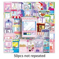 50 Claw Machine Graffiti Stickers Personalized Cartoon Cute Creative Decoration Mobile Phone Suitcase Water Cup Stickers gray