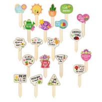 20 Pcs Wooden Plant Tags Rustic Plant Labels 20 Styles Gardening Markers Tags for Potted Plants Planter Flower Bed A beige