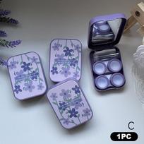 1Piece Of Two-Pack Contact Lens Box Purple Tulip Portable Contact Lens Companion Box Nursing Box  Exquisite Traveling Kit Box as the picture gray