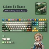 PBT Dye-Sub Green Anime Keycaps - Original Height, DIY Creative Set 38x16x3 cm black