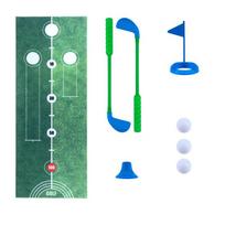 Putting Mat Golf Putting Mat For Kids Portable Golfing Equipment With Clubs Holes Balls Training Aid Toys For Indoor Backyard blue