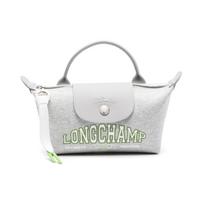 Longchamp Le Pliage kolekcijos logotipas dygsniuotas mahjong koldūno peties crossbody rankinė moteriškos rankinės pilka 34175HEA112 Basic Set (Bag) white
