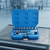 17x Pass through Sockets Set Ratchet Wrench Portable Bike Steel Spanner Vehicles Garage blue