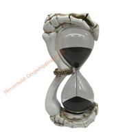 Skeletons Hand Sand Timer Hour Glass Figurines Scary Halloween Decorations Desktop Ornament for Home Decors Collectibles 85AD gray