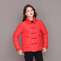 Retro Literary Stand-up Collar Buckle Light Thin Down Cotton Jacket Plus Size Women's Loose Thickened Short Cotton Jacket XXXL juoda