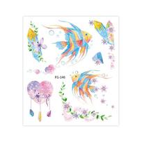 Ruikalong Waterproof Ocean Animal Glitter Tattoo Stickers for Kids' Face Makeup 105x120mm white