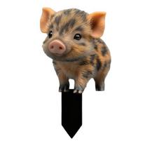 Cute Piggy Garden Stake, 2D Acrylic Piglet Yard Art Stake, Waterproof Outdoor Animal Decoration for Yard Lawn Flower Bed Planter A brown