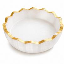 Selenite Charging Bowlwith Golden Rim | Lab Certified White Selenite Crystal Bowl for Charging, white
