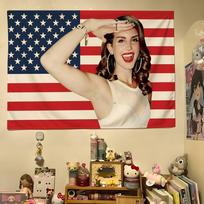 1pc Lana Del Rey Colorful Hippie Psychedelic Bedroom Dorm Decor Aesthetic 100X70CM red