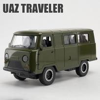 Scale 1:18 Russia Uaz Traveler Car Model Toy Alloy Diecasts Traffic City Tour Vehicles Models Simulation Sound Light Kids Gifts gray