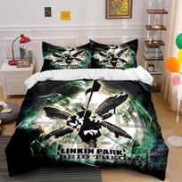 Linkin Park Hybrid Theory Design Bedding Duvet Cover Set Duvet Cover Pillowcases  (1*Duvet Cover 2*Pillowcases, without duvet insert) 135x200cm black