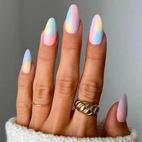 24 Pcs Almond Press On Nails Ballerina Colorful Ribbon Design Fake Nails With Glue Removable Nail Art Tips brown