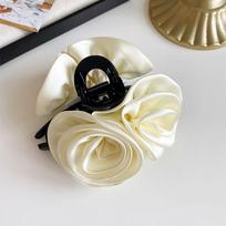Hair Grab Clip Red Rose Hair Clip Flower Large Size Hair Claw Fashion Flower Hair Claw  Travel Beige black