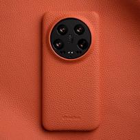 Melkco Wireless Charging Cowhide Leather Case for Xiaomi 17 Ultra Mi 15Ultra 15 Pro Mobile Phone Cover with Metal Lens Protector Xiaomi 15 Pro oranžinė