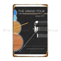 Voyager The Grand Tour Nasa  Exploring The Outer Solar System Black Metal Plaque Poster Printing Mural Tin Sign Poster 20x30cm（7.8x11.8inch） black
