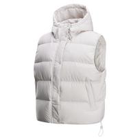 Nike Therma-Fit Sportswear Metro Puffer Logo Hooded Warm Comfortable Sleeveless Down Vest Women vest Light-Brown White FZ5933-104 XL white