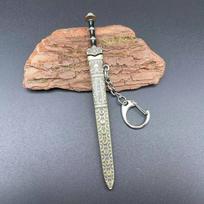 Katana Sword Pendant Keychain Mini cutlery Model with Sheath Toy Knife Metal Anime Key Ring Ornament Purse Charm Accessories 12 cm beige