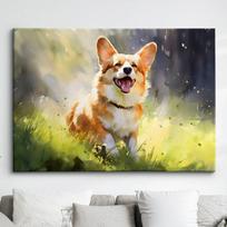 Tapestry of a Pembroke Welsh Corgi dog 75x100 juoda