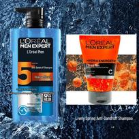 L'Oréal Men's Anti-Dandruff Shampoo & Cleanser Set red