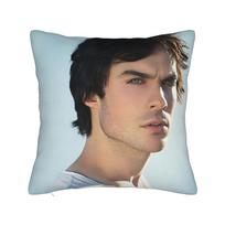 Damon Salvatore The Vampire Diaries Pillowcase Soft Cushion Cover Decoration Ian Somerhalder Pillow Case Cover Seat Zipper 30x30cm 12x12in black