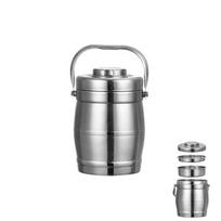Large Capacity Thermos Food Jar Stainless Steel Insulated Pot Portable Thermal Lunch Box  Workers 1.6L gray