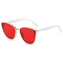 Sexy Cat Eye Sunglasses Women Luxury Brand Designer Small Sun Glasses Female Driving Shades UV400 Eyglasses Summer style as picture raudona
