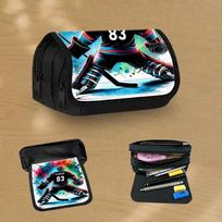 Vibrant Abstract Hockey Player Black - Spacious Pencil Case for Students, Large Capacity Pencil Bag, Zippered Organizer for Office And School Supplies 20x9x11cm black