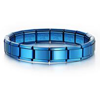 GEMOSA 9mm Width Italian Charm Bracelet Fashion Stainless Steel Bangle Elastic Link Chain High Quality Factory DIY mėlyna