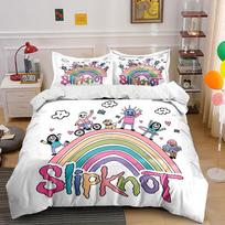 Rainbow Cartoon Slipknot Design Bedding Duvet Cover Set Duvet Cover Pillowcases  (1*Duvet Cover 2*Pillowcases, without duvet insert) 135x200cm white