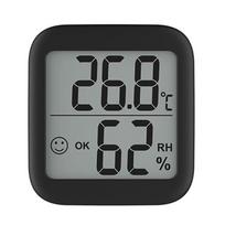 Skaitmeninis termometras-higrometras su LCD ekranu, elektroninis drėgmės jutiklis, temperatūros matuoklis su magnetu ir laikikliu juoda