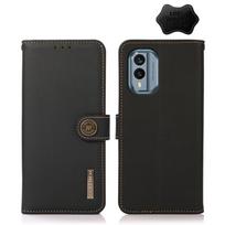 For Nokia X30 5G KHAZNEH Custer Genuine Leather RFID Phone Case For Nokia X30 5G juoda