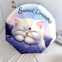 Cute Sleeping Cat Pattern Rain Umbrella įvairiaspalvis