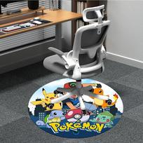 1 vnt. Pokemono personažų apvalus biuro kilimėlis, vidinis kilimėlis, tinkamas biurui, po biuro kėdėmis, miegamajam, svetainei, namų dekoravimui, kambario dekoras 80cm gray