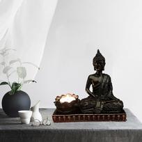 Buddha Candle Holder for Indoor and Outdoor Black black