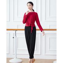 Women's Modern Dance Practice Set with Wide-Leg Pants M black