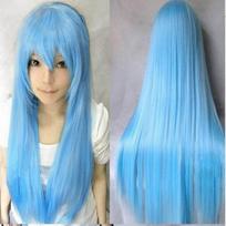 80cm Long Wavy Wig In Vibrant Colors High Temperature Fiber Ideal For Cosplay Events Blue Straight gray