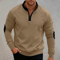 Loose Fit Color Block Fleece Stand Collar Semi Zip Long Sleeve Sweatshirt XXXL tamsiai mėlyna spalva