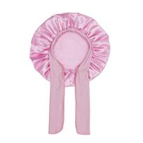 Adjustable Elastic Satin Bonnet Tie Band Kids Sleep Cap Silk Sleeping Cap  For Curly Natural Hair rožinė