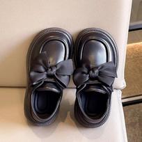 Girls Black Princess Leather Loafers Kids Soft Sole Flat Shoes Children Dress Shoes for Performance School 26 juoda