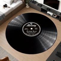 Retro vinilo plokštelės kilimas, neslystantis, skalbiamas mašinoje, skirtas svetainei, miegamajam, vonios kambariui, biuro dekoravimui - Madingas namų dekoras Diameter 80cm