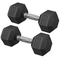 SONGMICS Dumbbell Set, Pair of Hexagonal Dumbbells, Total 20 kg, Workout, Fitness Training, Weightlifting at Home, Gym, Ink Black juoda