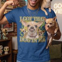 Chihuahua Dog Graphic Tee, Vintage 90s Bootleg Style, Angry Dog Meme Apparel M blue
