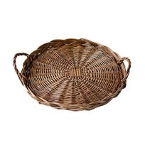 Vietnaminis vytelių krepšys Rotango laikymo padėklas Apvalus krepšys su rankena Rankomis pintas rotango padėklas Duonos, vaisių, maisto laikymo krepšys 28cm ruda