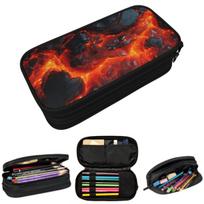 Magma Volcano Lava Fire Pencil Case for Boy Girl Gifts Pen Box Pencil Bag Stationery Supplies Pen Holder Bag 21x10.5x5cm red