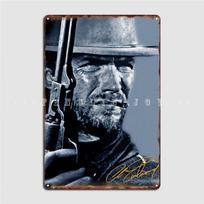 Clinto Eastwoodo metalinis ženklas Sieninis plakatas Sieninė tapyba Personalizuotas skardinis ženklas Plakatas 20x30cm（7.8x11.8inch） gray